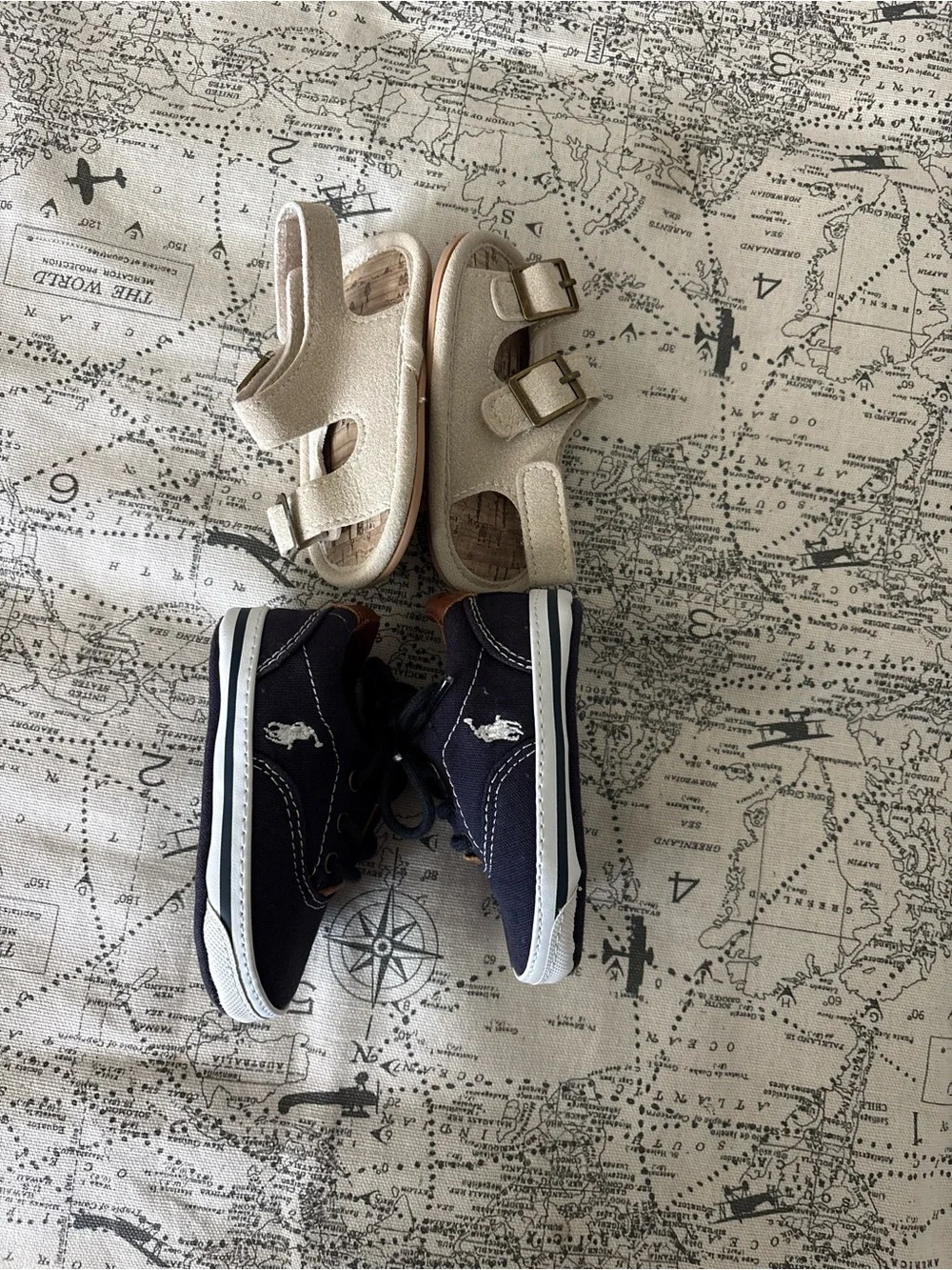 Polo by Ralph Lauren Navy and Brown Canvas Baby Shoes